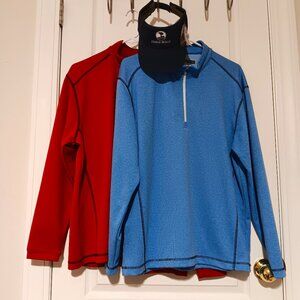 Pair of Men's PEBBLE BEACH quarter zip pullovers MED. with co-ordinating Visor